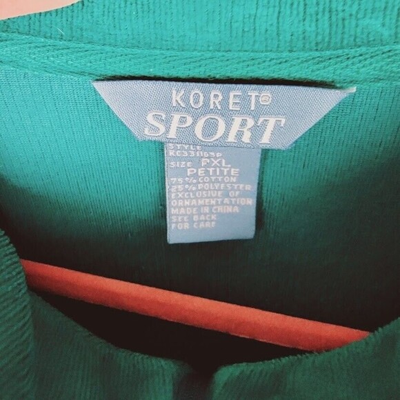 Koret Sport Women's Jacket PXL Green Corderoy with Rhinestones Side Pockets - Picture 6 of 9